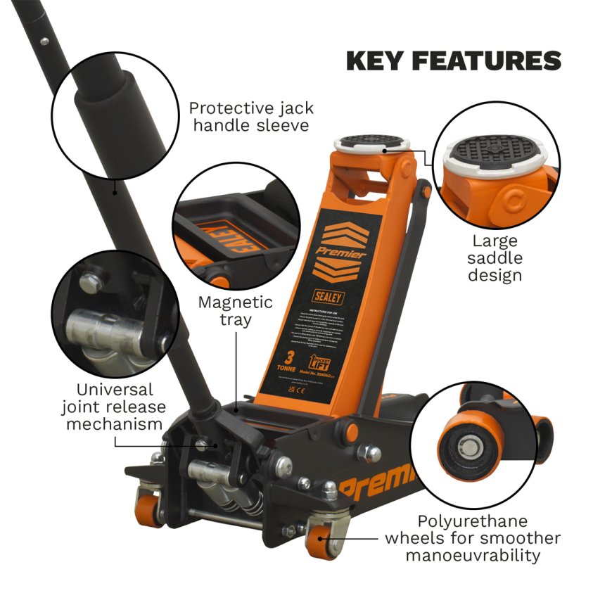 Axle Stands (Pair) 3 Tonne Capacity per Stand - Orange