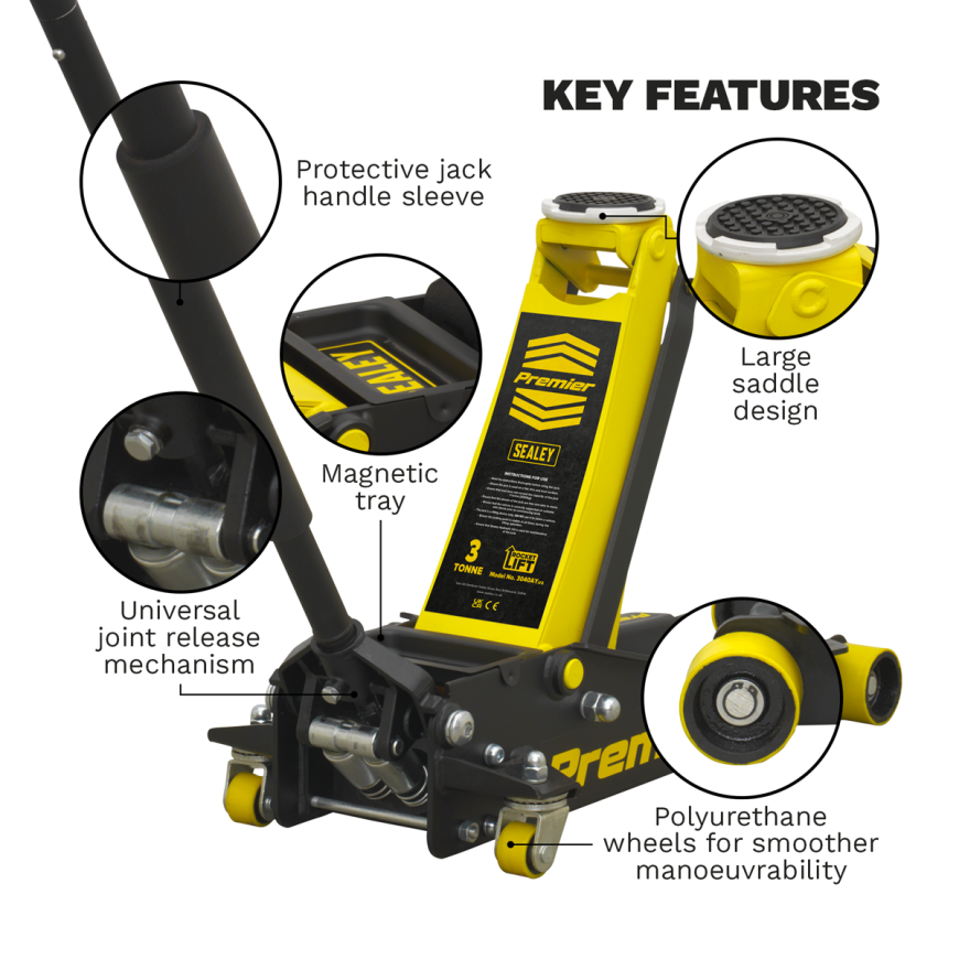 Axle Stands (Pair) 3 Tonne Capacity per Stand - Yellow