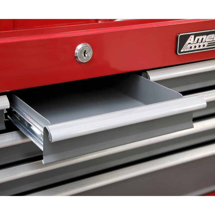 5 Drawer Rollcab with Ball-Bearing Slides - Red/Grey