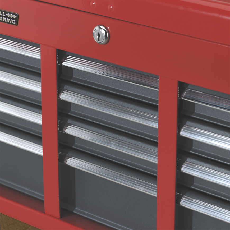 5 Drawer Rollcab with Ball-Bearing Slides - Red/Grey