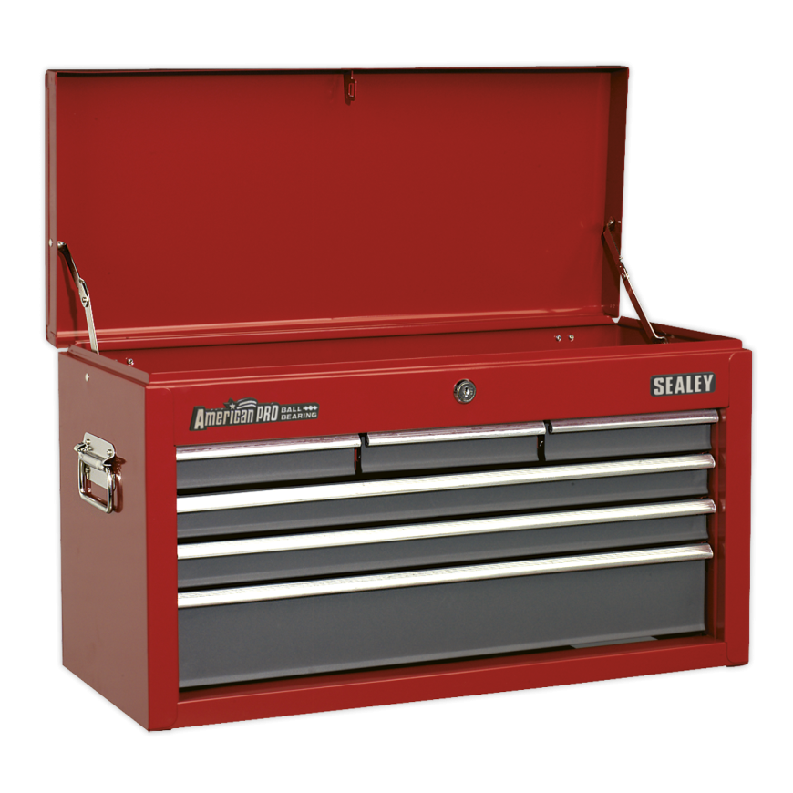 5 Drawer Rollcab with Ball-Bearing Slides - Red/Grey