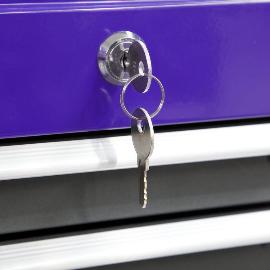 6 Drawer Topchest & Rollcab Combination with Ball-Bearing Slides - Purple/Grey