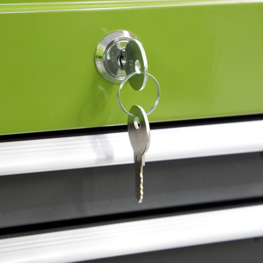 6 Drawer Topchest & Rollcab Combination with Ball-Bearing Slides - Hi-Vis Green/Grey