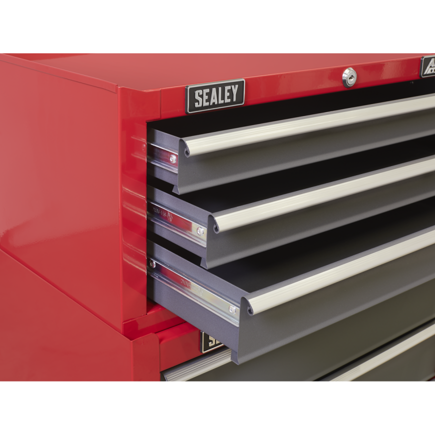 5 Drawer Rollcab with Ball-Bearing Slides - Red/Grey