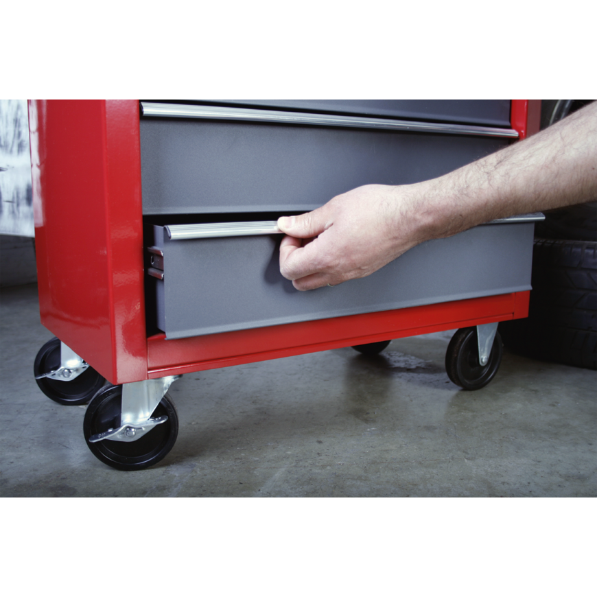 6 Drawer Topchest with Ball-Bearing Slides - Red/Grey