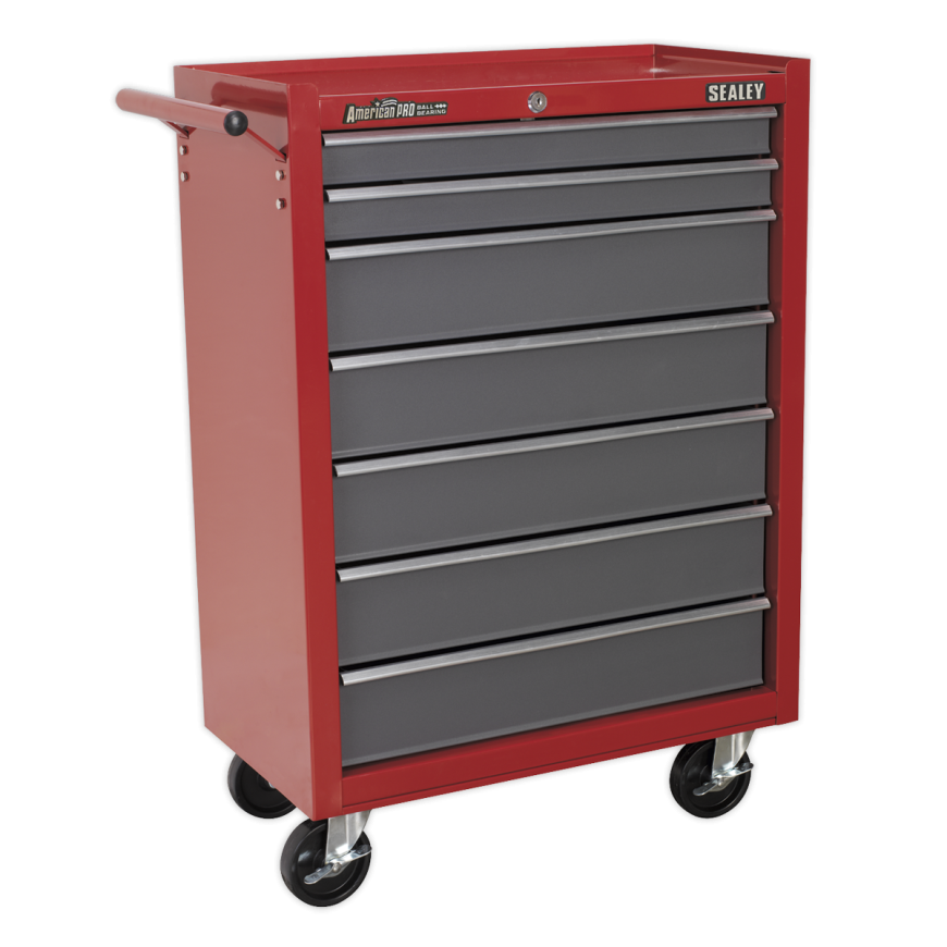 9 Drawer Topchest with Ball-Bearing Slides - Red/Grey