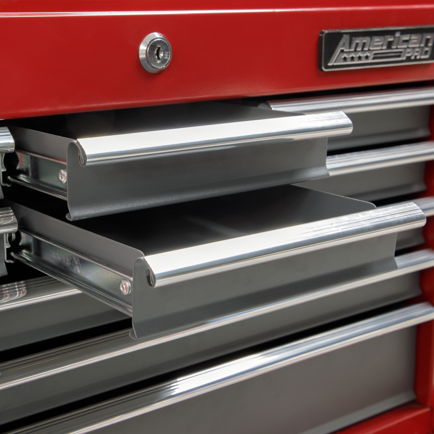 7 Drawer Rollcab with Ball-Bearing Slides - Red/Grey