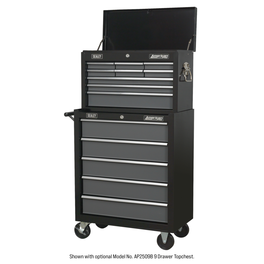 9 Drawer Topchest with Ball-Bearing Slides - Black/Grey