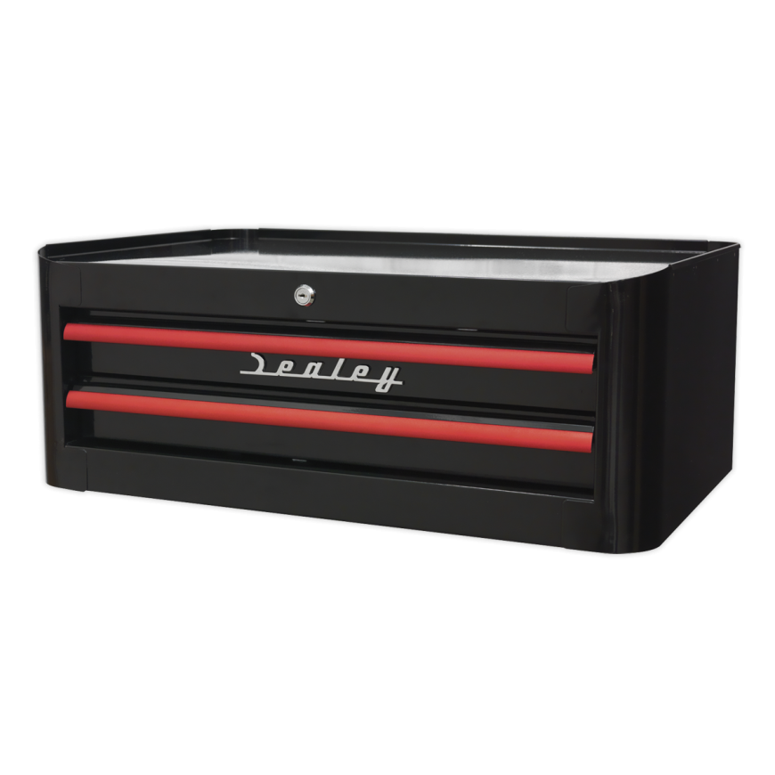 4 Drawer Retro Style Topchest - Black with Red Anodised Drawer Pulls