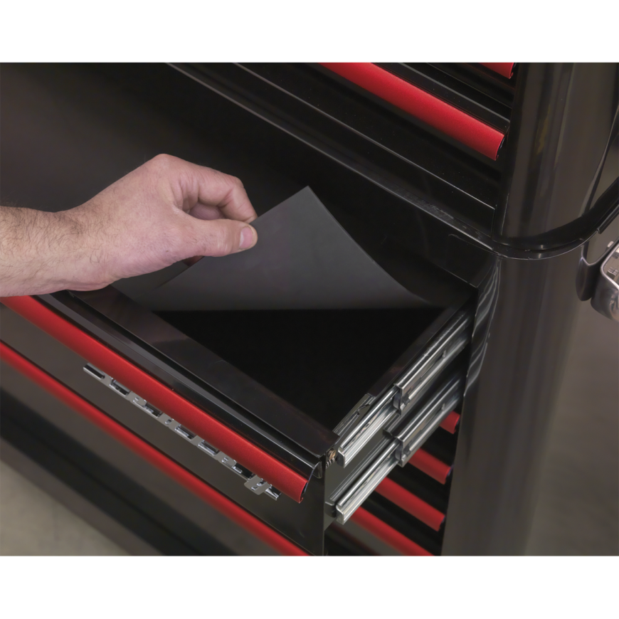 4 Drawer Retro Style Topchest - Black with Red Anodised Drawer Pulls