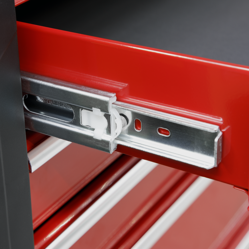 7 Drawer Rollcab with Ball-Bearing Slides - Red