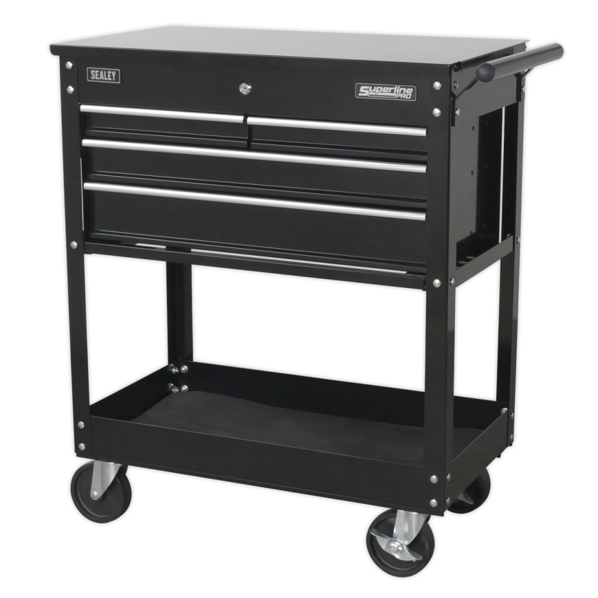 Heavy-Duty Mobile Tool & Parts Trolley with 5 Drawers & Lockable Top