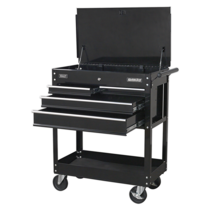 Heavy-Duty Mobile Tool & Parts Trolley with 5 Drawers & Lockable Top