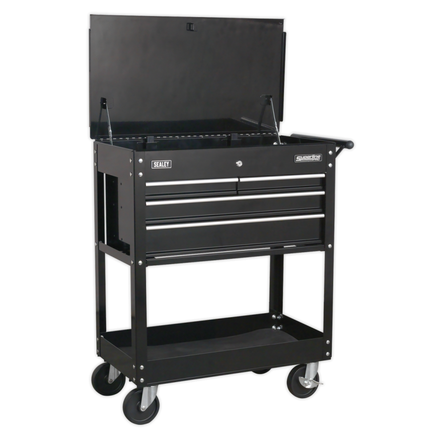 Heavy-Duty Mobile Tool & Parts Trolley with 5 Drawers & Lockable Top