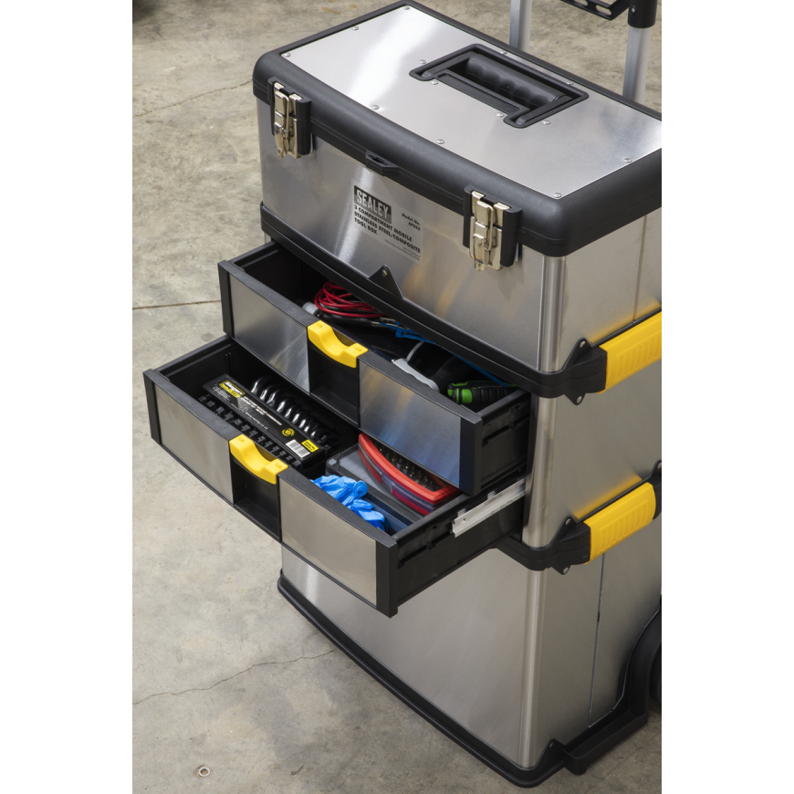 Mobile Toolbox with Tote Tray & Removable Storage Box