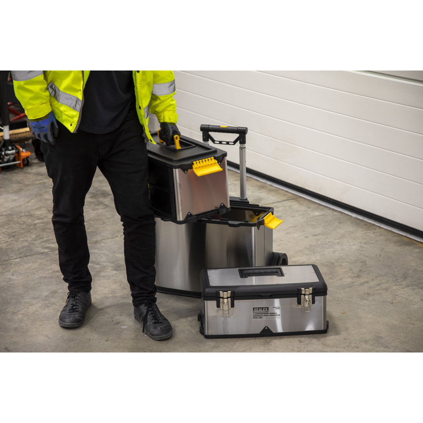 Mobile Toolbox with Tote Tray & Removable Storage Box