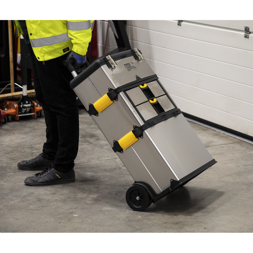 Mobile Toolbox with Tote Tray & Removable Storage Box