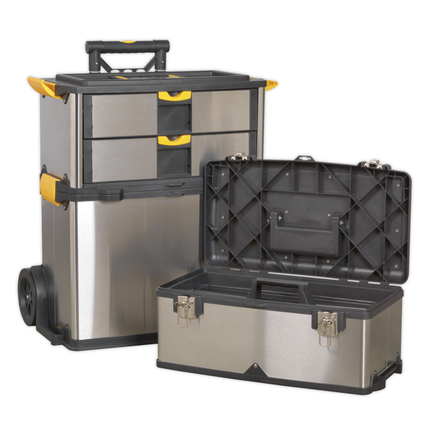 Mobile Toolbox with Tote Tray & Removable Storage Box