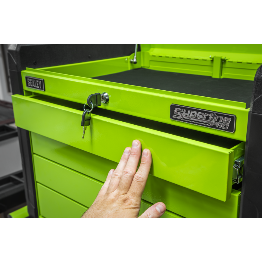 7 Drawer Push-To-Open Rollcab - Green