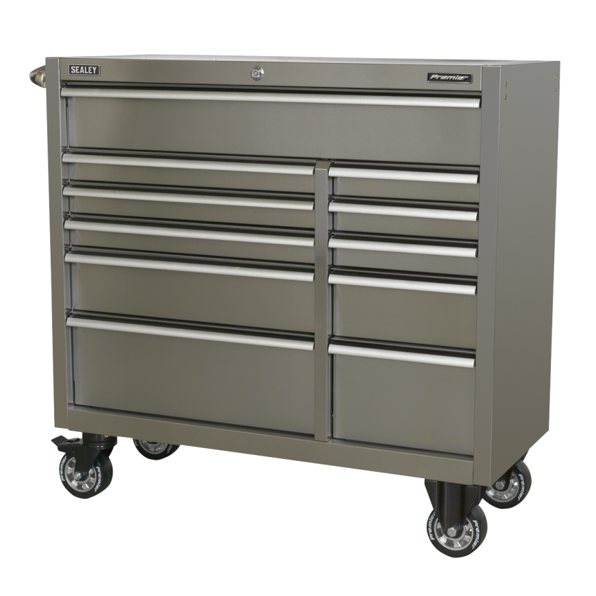 10 Drawer & Cupboard Stainless Steel Mobile Tool Cabinet