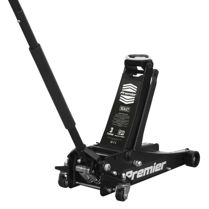 3 Tonne Low Profile Trolley Jack with Rocket Lift - Black