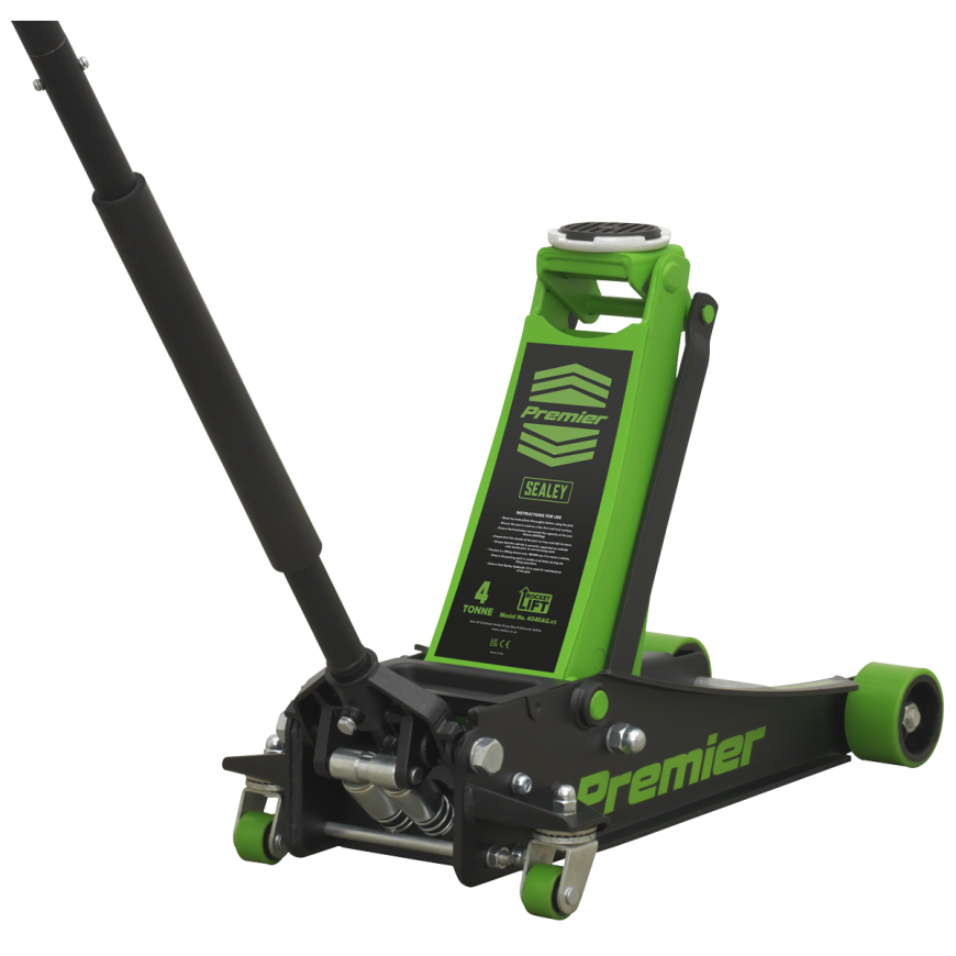 4 Tonne Low Profile Trolley Jack with Rocket Lift - Green