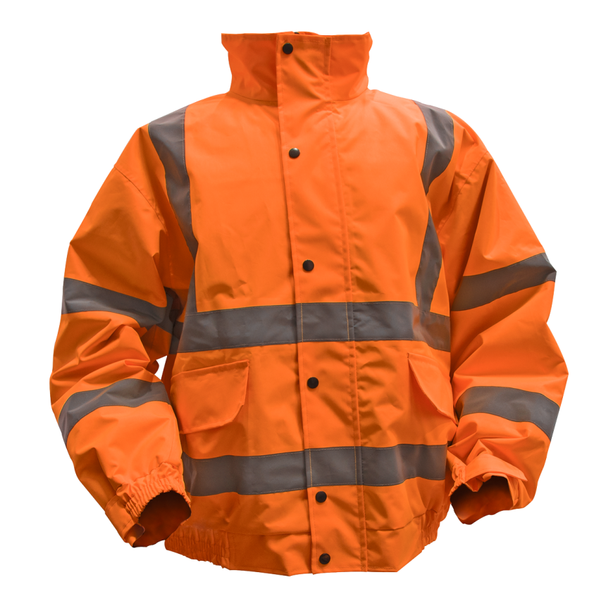 Hi-Vis Orange Jacket with Quilted Lining & Elasticated Waist - Large