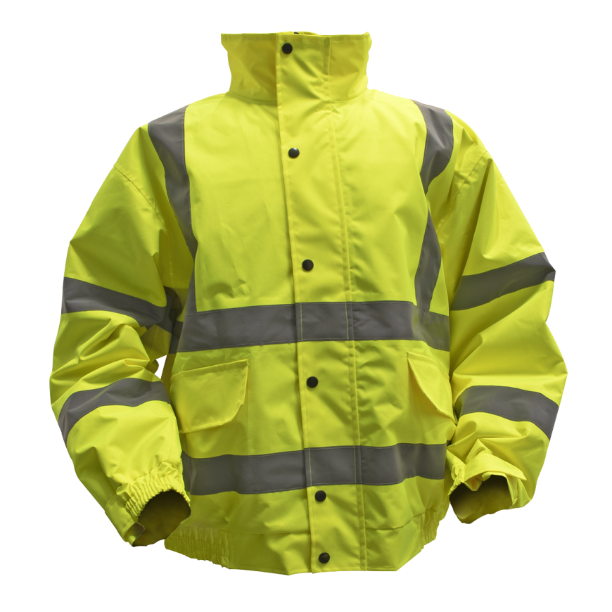 Hi-Vis Yellow Jacket with Quilted Lining & Elasticated Waist - Large