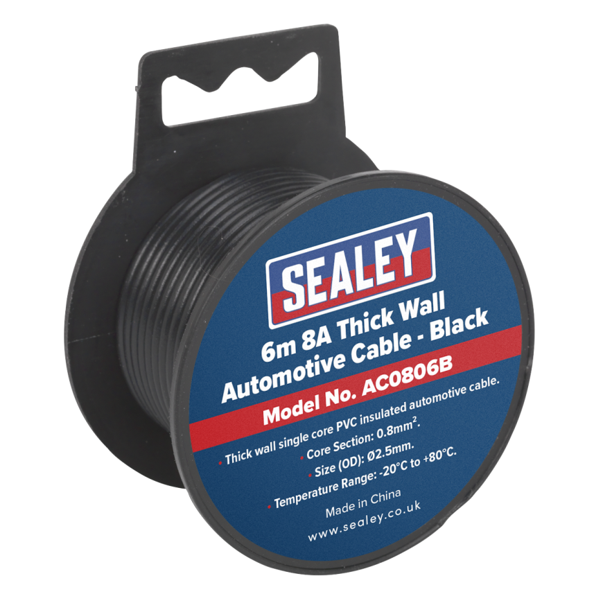 6m 8A Thick Wall Automotive Cable - Black