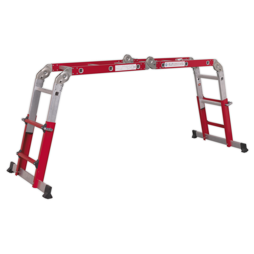 4-Way Aluminium Adjustable Height Folding Platform Ladder EN 131