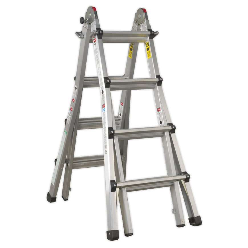 4-Way Trade Aluminium Adjustable Height Telescopic Ladder EN 131