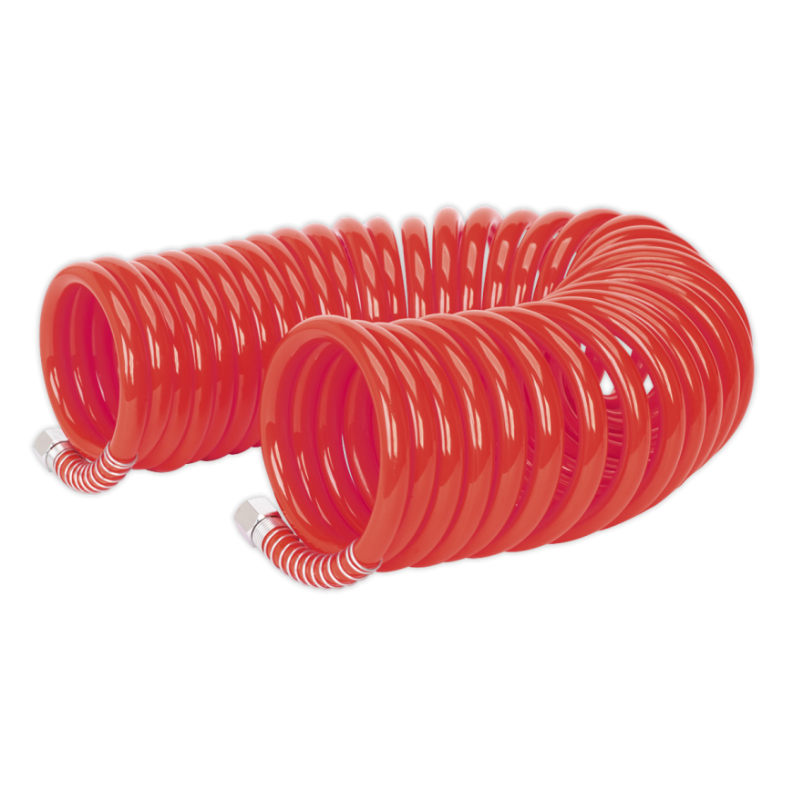 PU Coiled Air Hose 10m x Ø8mm with 1/4