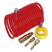 5m x Ø5mm PE Coiled Air Hose Kit with Coupling Kit