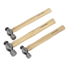 3pc Ball Pein Hammer Set with Hickory Shafts