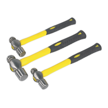 3pc Ball Pein Hammer Set with Fibreglass Shafts