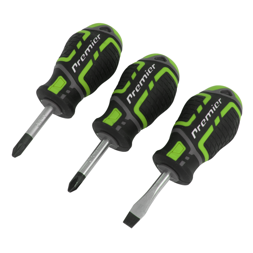 3pc GripMAX® Stubby Screwdriver Set - Hi-Vis