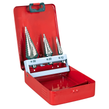 3pc Spiral Flute HSS M2 Step Drill Bit Set