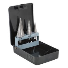 3pc Double Flute HSS 4341 Step Drill Bit Set