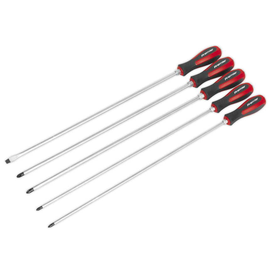 5pc 450mm Extra-Long Hammer-Thru Screwdriver Set