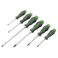 6pc Hammer-Thru Screwdriver Set Hi-Vis Green