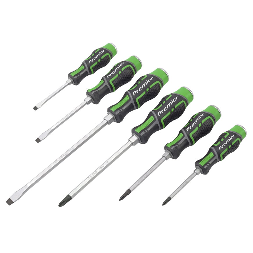 6pc Hammer-Thru Screwdriver Set Hi-Vis Green