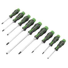 9pc Hammer-Thru Screwdriver Set Hi-Vis Green