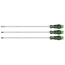 3pc 450mm Extra-Long Hammer-Thru Screwdriver Set Hi-Vis Green