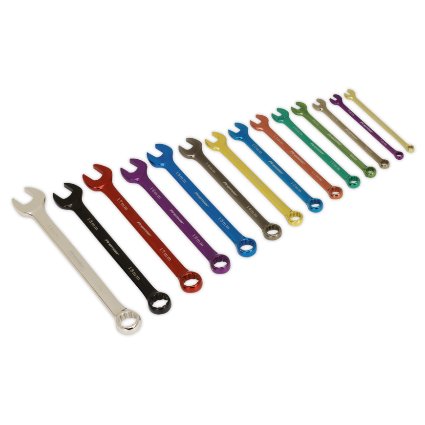 14pc Multi-Coloured Combination Spanner Set