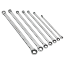 7pc Extra-Long Double Ring Ratchet/Fixed Spanner Set