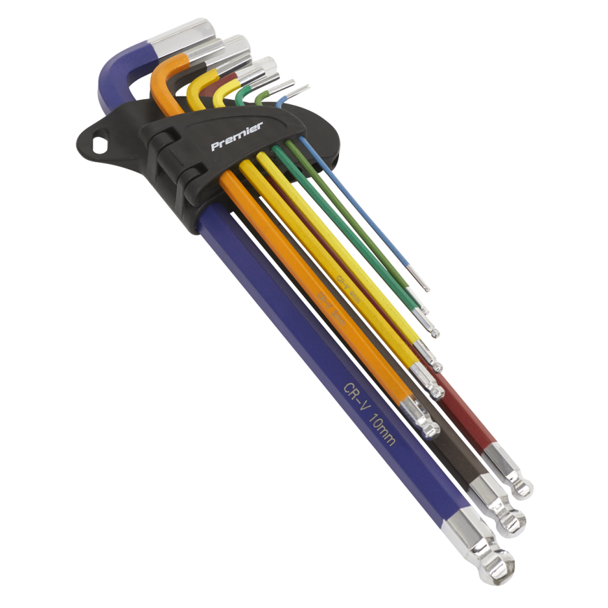 9pc Anti-Slip Extra-Long Ball-End Hex Key Set