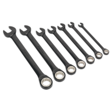 7pc Combination Ratchet Spanner Set - Black Series