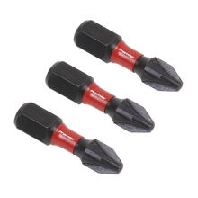 3pc 25mm Pozi #2 Impact Power Tool Bit Set