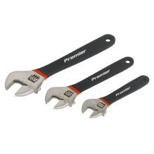 3pc Adjustable Wrench Set Ni-Fe Finish