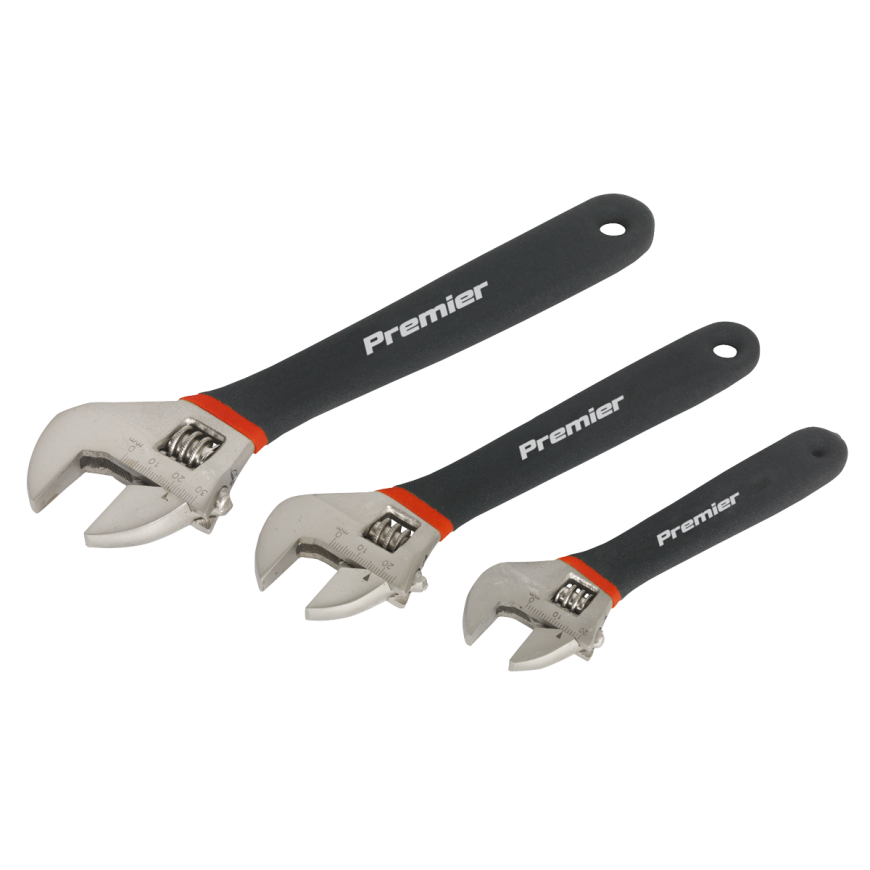 3pc Adjustable Wrench Set Ni-Fe Finish